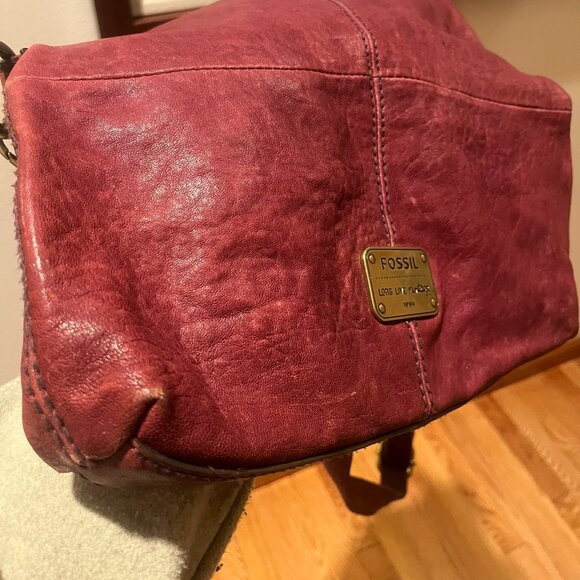 Vintage Fossil Leather Bag with key - Picture 4 of 5